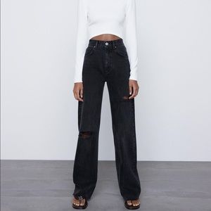 zara full length wide leg jean